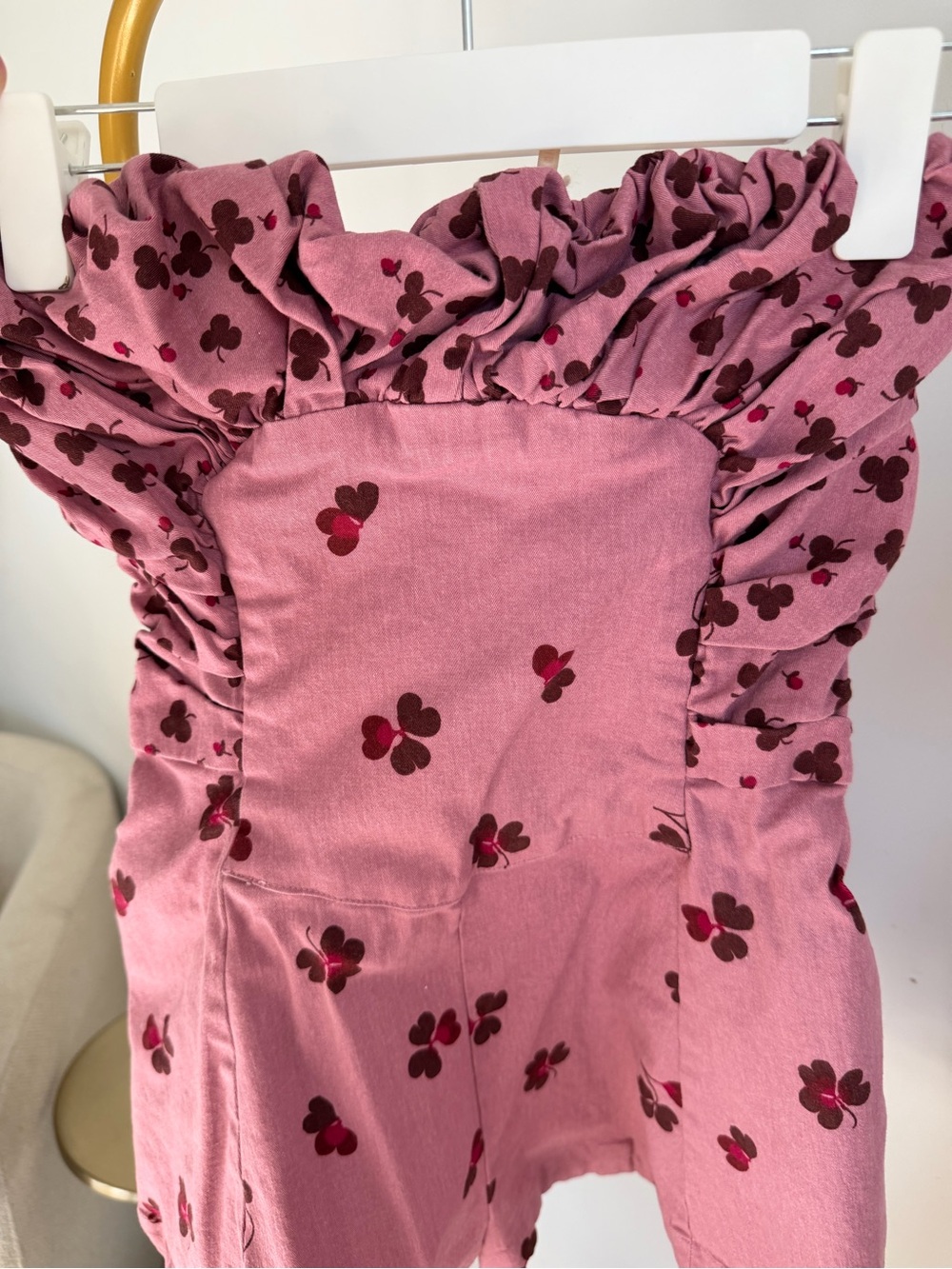 Pink Free People Ruffle Strapless Mini Dress - Picture 3 of 3